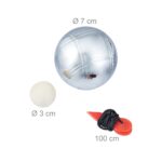 Relaxdays Boule Set mit 12 Metallkugeln & Zielkugel – Profi Petanque für Garten & Strand – Bild 5