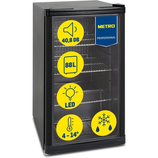 METRO Professional Getränkekühlschrank GPC1088, 88 L – Glastür-Kühlschrank für Gastronomie