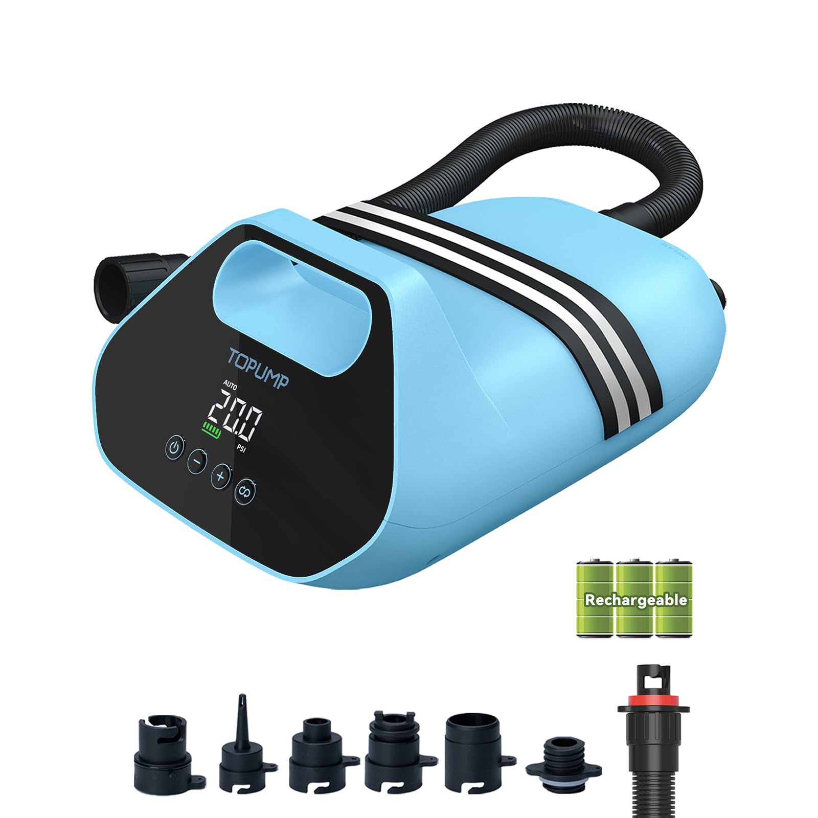 61couHlhpPL._SY1600_.jpg TOPUMP TPS300 Elektrische SUP Pumpe – 20 PSI Akku-Luftpumpe mit Schnellladung – Bild 1