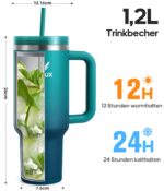 Gedux Thermobecher 1,2L mit Strohhalm – Doppelwandige Vakuumisolierung für unterwegs – Bild 3