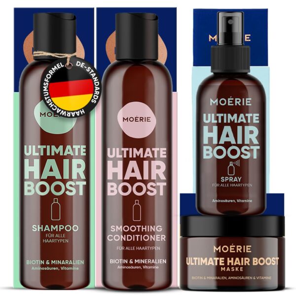 Moerie 4er-Set Haarwachstum – Shampoo, Conditioner, Serum & Maske mit 77 Mineralien
