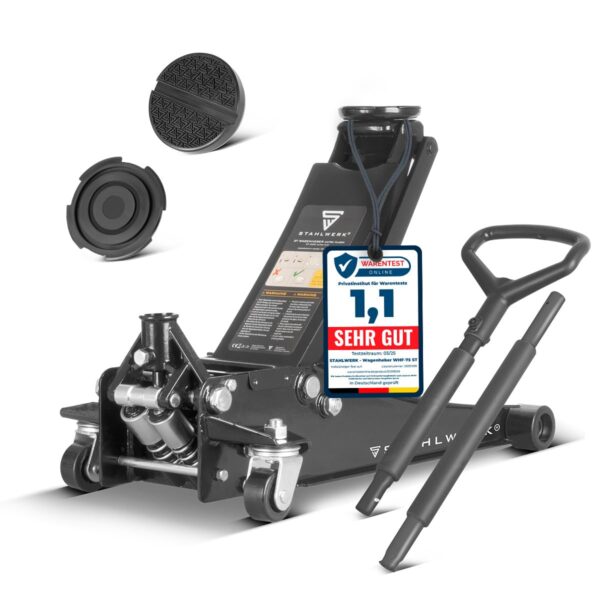 STAHLWERK Hydraulischer Wagenheber 3 t extra flach 73-500 mm – Rangierwagenheber mit Doppelkolben