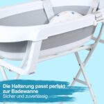 Ansobea Faltbare Babybadewanne mit Ständer – Rutschfeste Badematte & Temperaturindikator – Bild 5