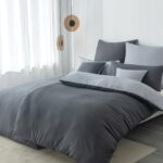 Nesture Bettwäsche 135x200 4teilig Anthrazit/Grau – Microfaser Wendeset mit Reissverschluss