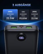 PDBEST PowerBank 50000mAh – 22,5W Schnellladung mit 3-in-1 Kabel für iPhone & Android – Bild 3