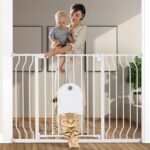 COMOMY Schutzgitter 75–123 cm mit Haustiertür – Automatisch schliessend für Treppen & Türen