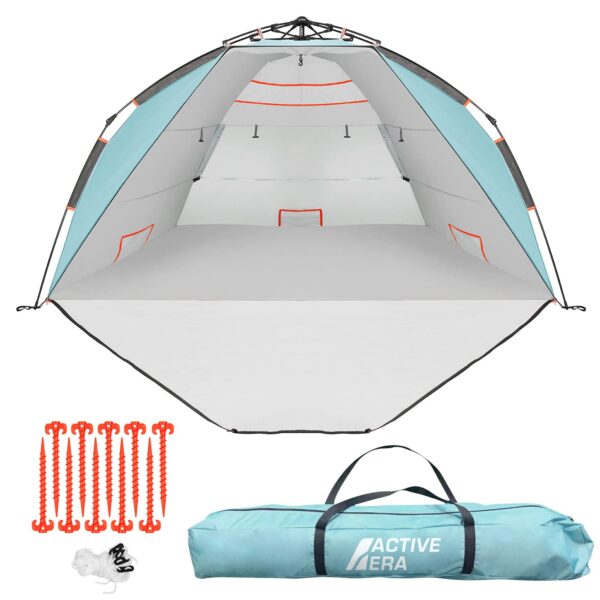 Active Era Luxus Strandzelt XXL mit UV-Schutz LSF 50+ – Pop-Up Strandmuschel für 5 Personen