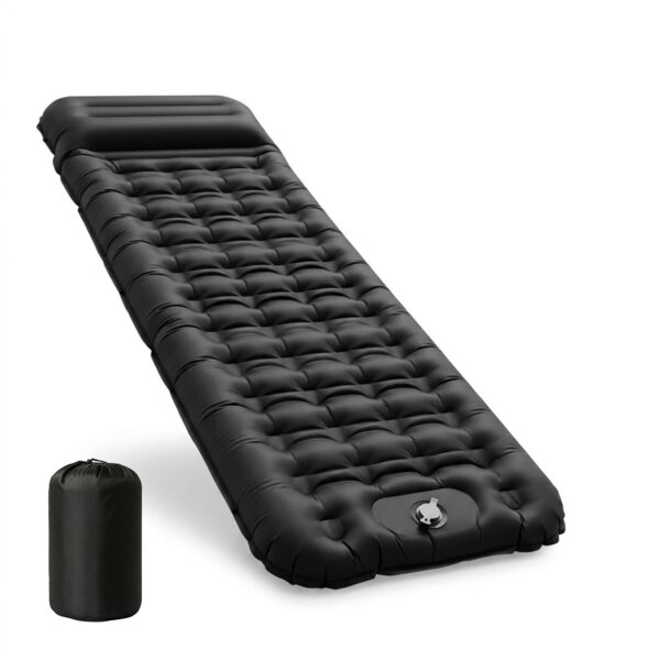 CIXMUS Aufblasbare Isomatte 12 cm mit Fussepumpe & Kopfkissen – Camping Luftmatratze für Wandern