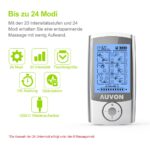 AUVON TENS Gerät Wiederaufladbar – 24 Programme & 10 Premium Elektrodenpads für Schmerztherapie – Bild 3