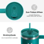 Gedux Thermobecher 1,2L mit Strohhalm – Doppelwandige Vakuumisolierung für unterwegs – Bild 4