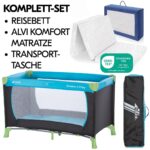 hauck Dream n Play Reisebett Set mit Alvi Matratze – Faltbares Babyreisebett Waterblue – Bild 4