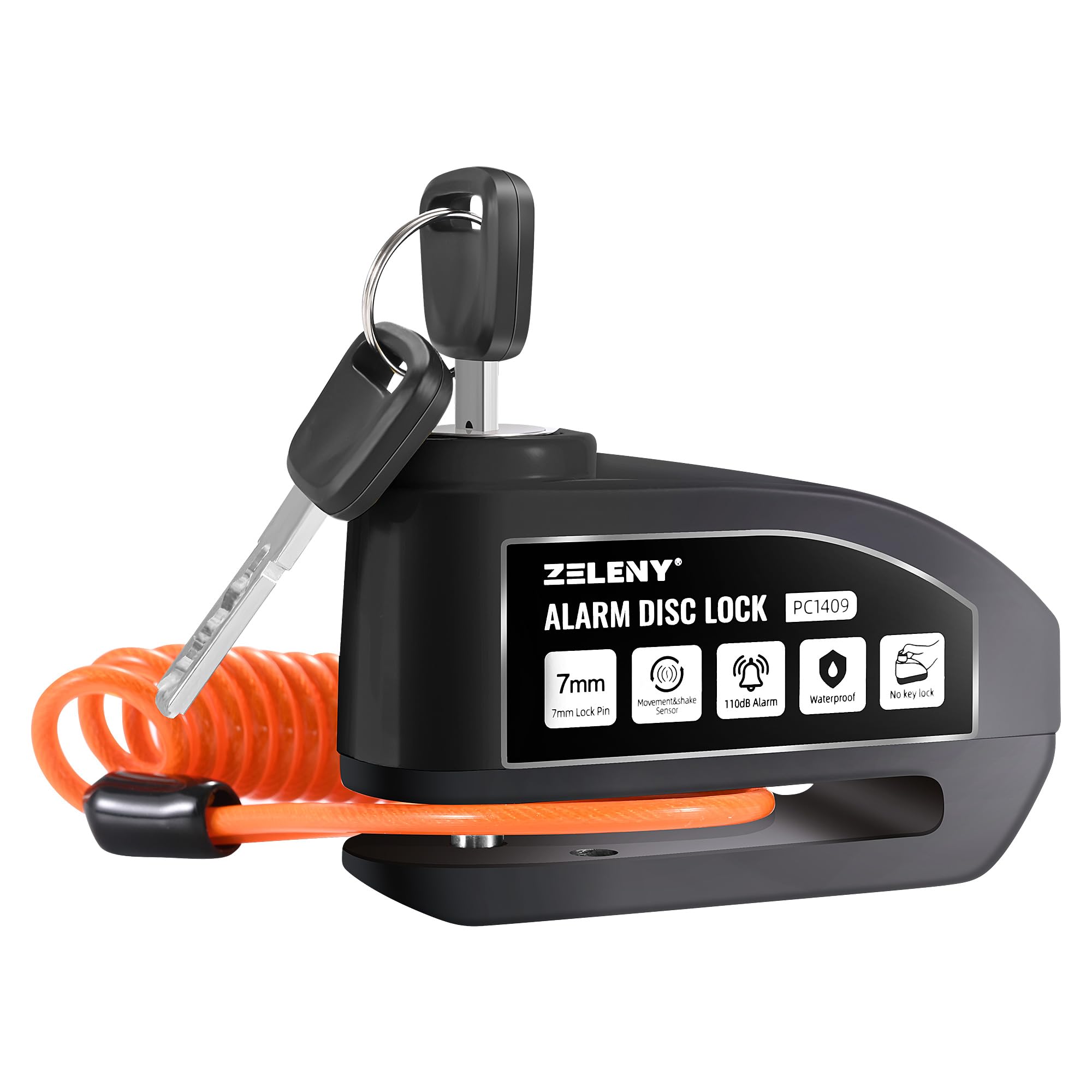 61gKlNAfvPL._SY2000_.jpg ZELENY Bremsscheibenschloss mit 110dB Alarm – Diebstahlsicherung für Motorrad & Fahrrad – Bild 1
