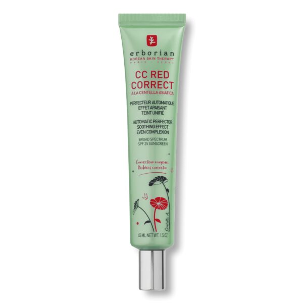Erborian CC Red Correct mit Centella Asiatica & LSF 25 – Farbkorrigierender Teint-Perfektionierer gegen Rötungen