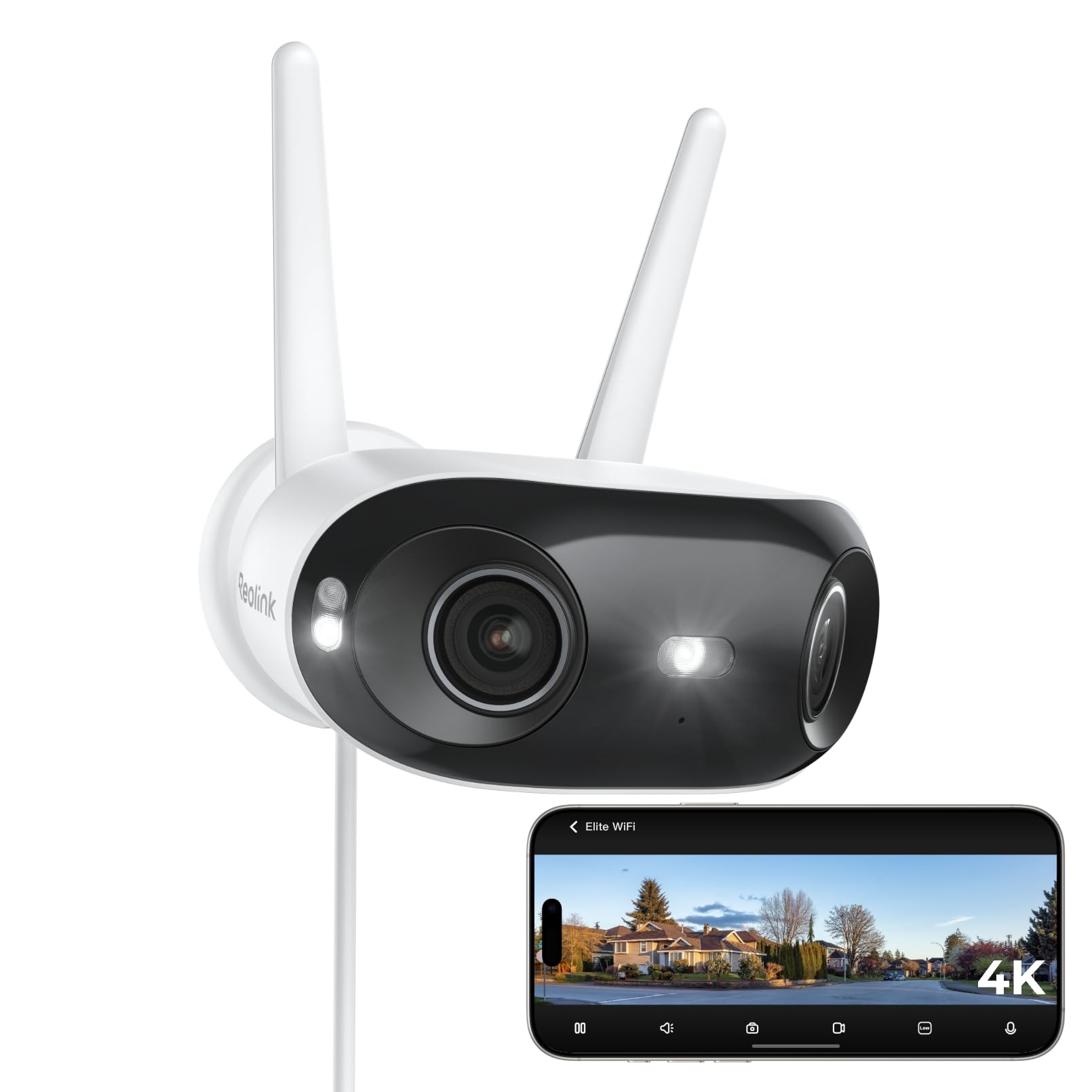 61ggWdE9JhL._SY1610_.jpg Reolink Elite WiFi 4K Überwachungskamera mit 180° Panoramablick – Aussen-Sicherheitskamera – Bild 1