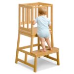 COSYLAND Lernturm ab 1 Jahr – Montessori Learning Tower aus Bambus mit Sicherheitsgeländern – Bild 9