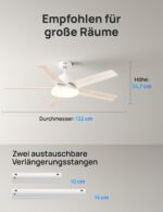 DREO Smart Deckenventilator 132 cm mit LED-Licht – 12 Geschwindigkeiten & Sprachsteuerung – Bild 9