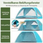WolfWise Strandmuschel UPF 50+ mit 3 Belüftungsfenstern – UV-Schutz Strandzeit für 3 Personen – Bild 4
