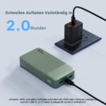 NOBIS 20000mAh Power Bank 45W – Schnellladegerät mit USB-C & Digitalanzeige (Grün) – Bild 5