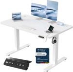 JUMMICO Elektrischer Steh-Sitz Schreibtisch 120x60 cm – Höhenverstellbar mit USB-Ladeanschluss