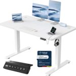 JUMMICO Elektrischer Steh-Sitz Schreibtisch 120x60 cm – Höhenverstellbar mit USB-Ladeanschluss