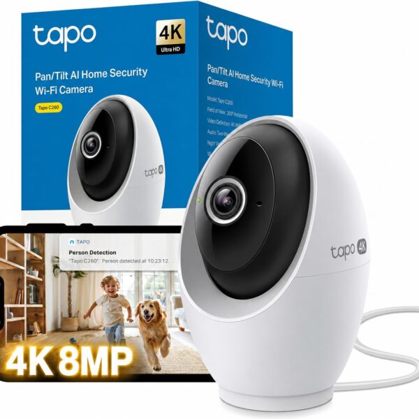 Tapo C260 4K Überwachungskamera Innen – 360° Rundumsicht mit KI-Erkennung & Bewegungsverfolgung