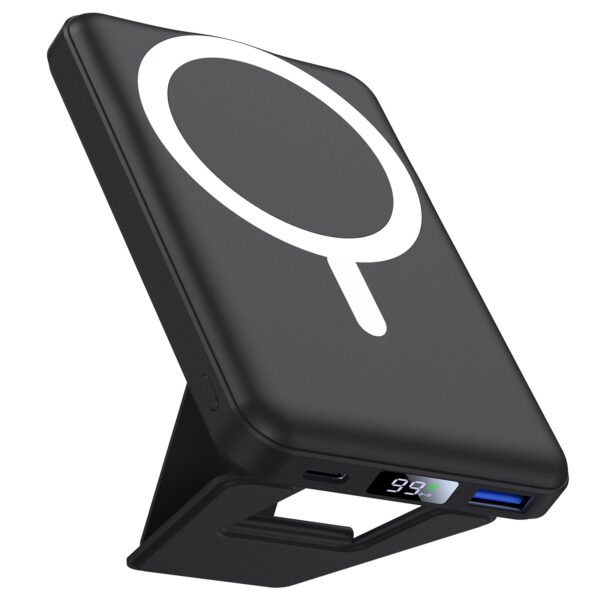 AOGUERBE 10000mAh MagSafe Powerbank mit Ständer – 15W kabelloses Schnellladen für iPhone