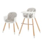 Kinderkraft SIENNA 2-in-1 Hochstuhl mit Holzbeinen – Kinderhochstuhl ab 6 Monate bis 4 Jahre