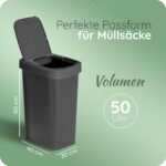 Novaliv 50L Mülleimer mit 2in1 Deckel – Schwing- & Klappdeckel für Küche & Büro – Bild 2