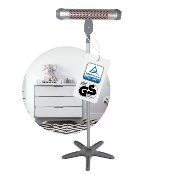Babyruf BR 80 Wickeltischheizstrahler – 400/800 Watt mit Timerfunktion & Sicherheitsgeflecht