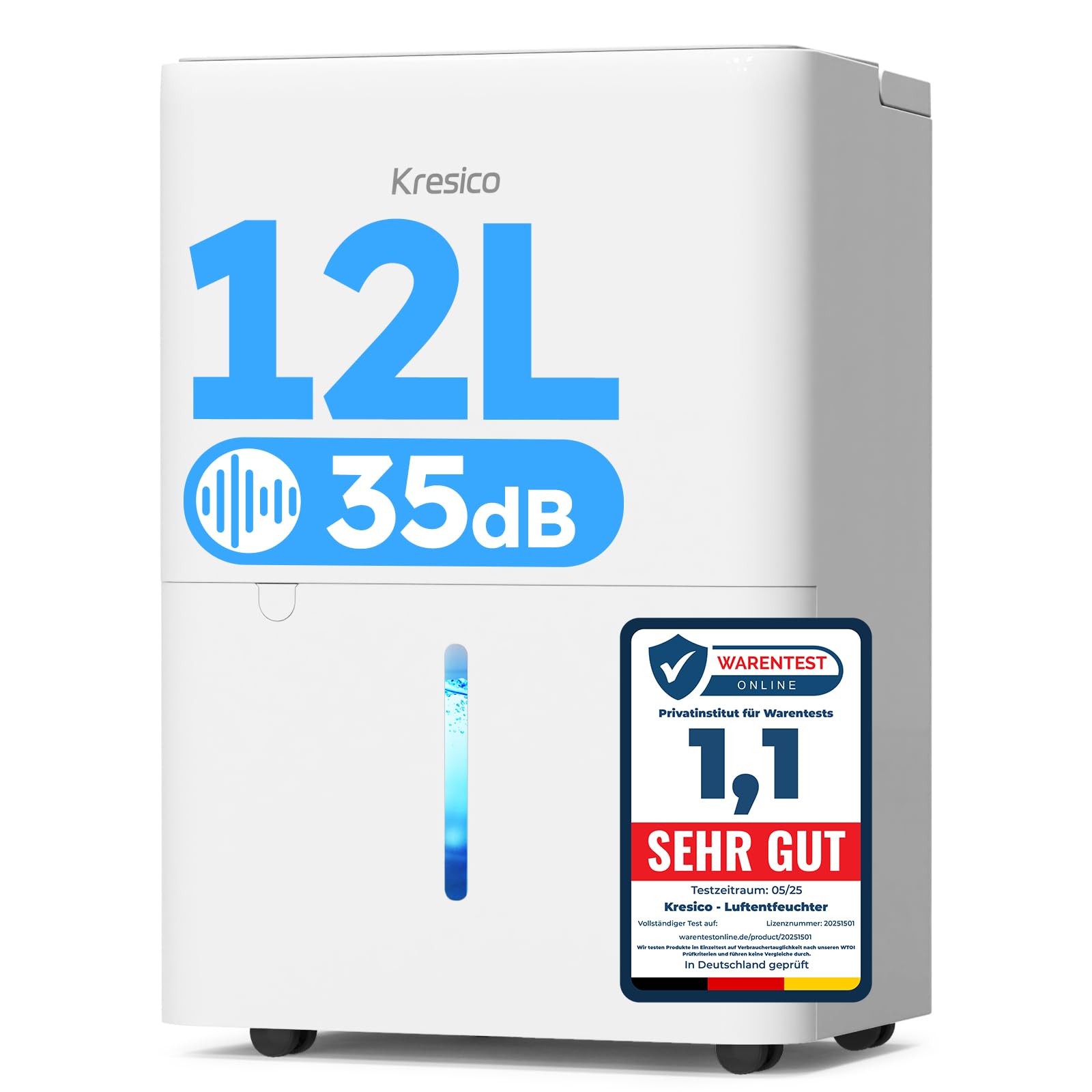 61lXVlK2wNL._SY1600_.jpg Kresico xWolei Luftentfeuchter 12L/24h – Energieeffizient & Ultra-leise für 25m² – Bild 1