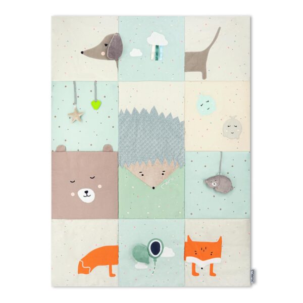 Momi Sensorische Patchwork-Matte VOLPI 120x160 cm – Spielmatte für Babys & Kleinkinder