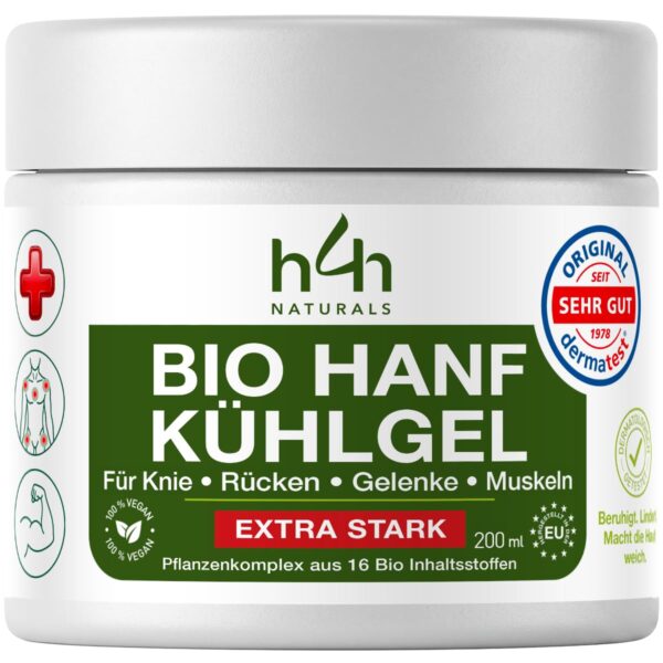 Bio Hanf-Gel EXTRA STARK 200ml – Kühlmassagegel mit 16 Pflanzenwirkstoffen für Nacken & Muskeln
