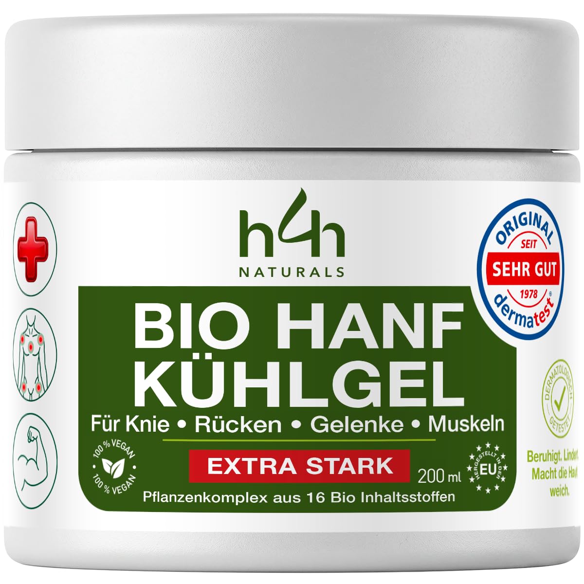 61m-xYtEmUL._SY1200_.jpg Bio Hanf-Gel EXTRA STARK 200ml – Kühlmassagegel mit 16 Pflanzenwirkstoffen für Nacken & Muskeln – Bild 1