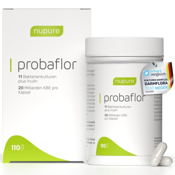 nupure Probaflor – 345 Mrd KBE/g mit 11 Bakterienstämmen & Inulin, 110 Kapseln