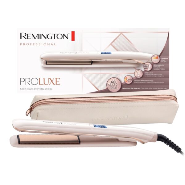 Remington PROluxe Glätteisen S9100 mit OPTIheat-Technologie & Keramikbeschichtung – Professionelles Haarglätter für perfekte Ergebnisse in einem Zug