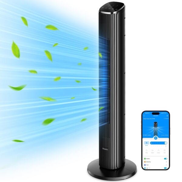 GoveeLife Intelligenter Turmventilator – WLAN & Sprachsteuerung, 75° Oszillation, leise