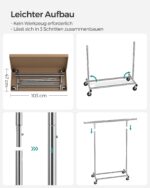 SONGMICS Kleiderständer mit Rollen – 100 kg Tragfähigkeit & ausziehbare Stange – Bild 8