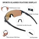 Eninedeuisou Sportsonnenbrille mit UV 400 Schutz – Fahrradbrille für Herren & Damen – Bild 3