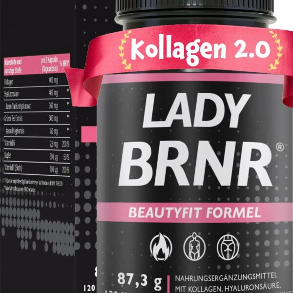 BRNR Lady Beauty-Fit Stoffwechsel Formel – 120 Kapseln mit Kollagen & Hyaluron