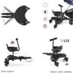 Moby-System Kinderwagenverlängerung mit Sitz & LED-Rädern – Universal Buggy Board für ältere Kinder – Bild 7