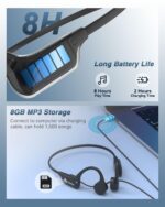 ANSTEN Knochenschall-Kopfhörer IPX8 wasserdicht mit 8GB MP3-Player & Bluetooth 5.4 – Bild 7