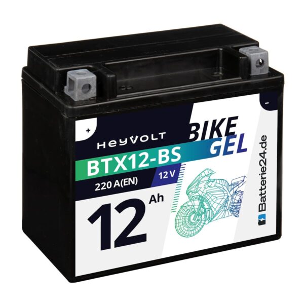 HeyVolt GEL Motorradbatterie 12V 12Ah – Wartungsfrei & auslaufsicher für alle Motorradtypen