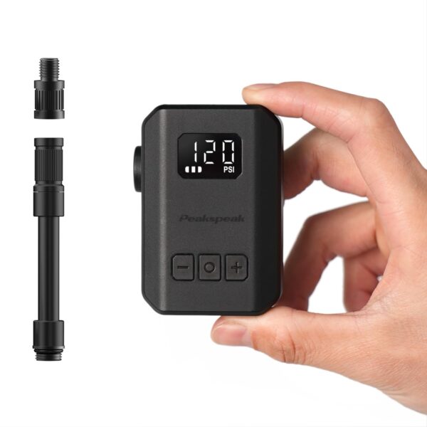 Peakspeak AS260PRO Elektrische Fahrradpumpe – 120PSI Mini Luftpumpe mit Digitalmanometer