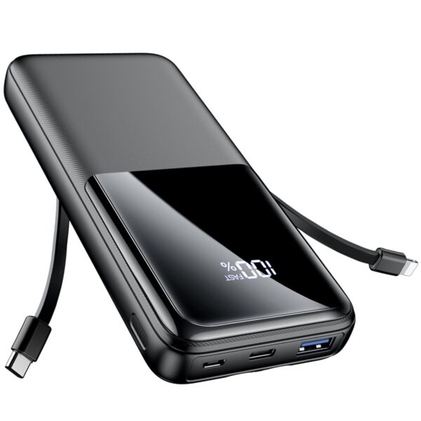CFIAI Power Bank 26800mAh mit 3 Anschlüssen & 2 Kabeln – 22,5W Schnellladung für iPhone & Android