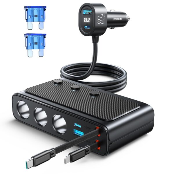 JOYROOM 227W KFZ Zigarettenanzünder Verteiler 9in1 – 45W Schnellladekabel für iPhone & Android