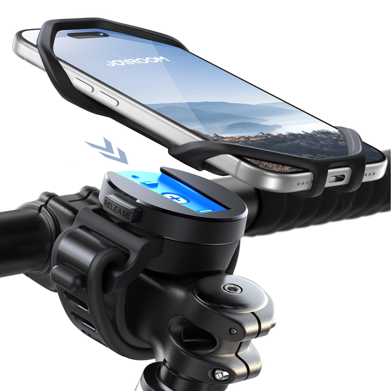 61puk5nIxoL._SY1300_.jpg JOYROOM Fahrradhalterung 360° drehbar mit Silikon-Stoßdämpfung – Smartphone Halter 4,7-7,0 Zoll – Bild 1