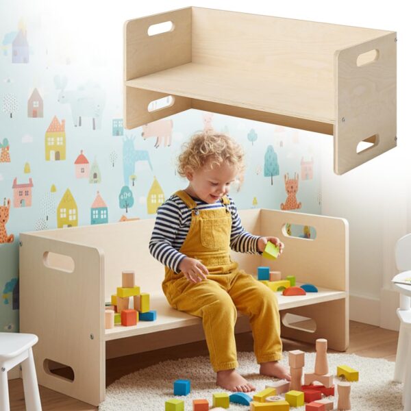 Bellabino Aki Wendebank 2in1 – Kindersitzbank & Tisch aus Birke mit 3 Sitzhöhen