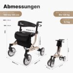 Parvum SuperLight Rollator 5,1 kg – ultraleichter Aluminium-Gehhilfe mit Sitz & Bremse – Bild 3
