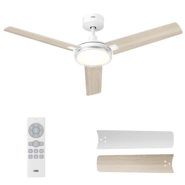 DREO Deckenventilator 132 cm mit LED-Licht & Alexa – 6-stufig dimmbar, DC-Motor, Fernbedienung