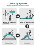 Glymnis Quick-Up Strandzelt 210x180cm mit UPF 50+ UV-Schutz – Automatisches Strandmuschel für 4-6 Personen – Bild 8